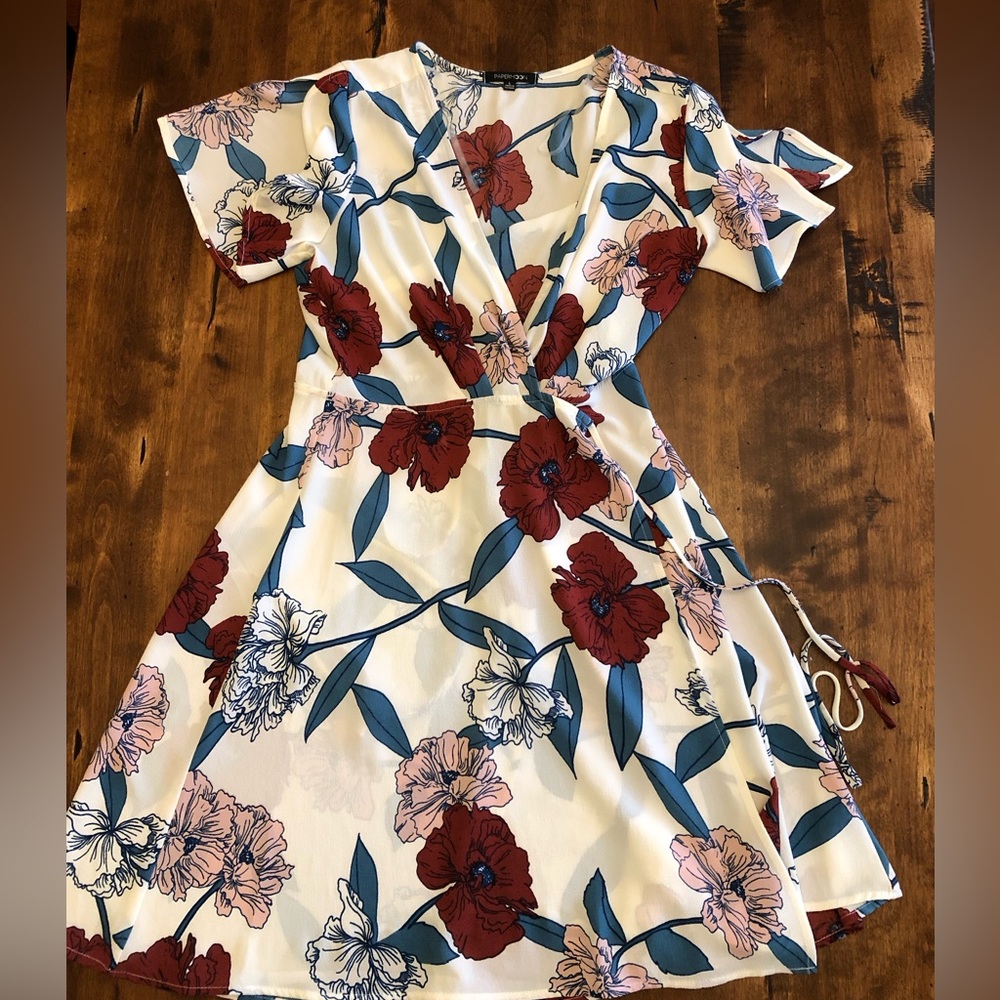 Paper moon White Floral Wrap Dress Stevie Hender